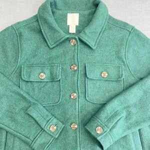 Joie Women's‎ 1X Green Wool Blend Button Front Shirt Jacket